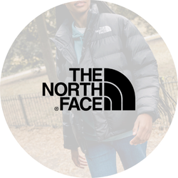 Button featuring the North Face logo